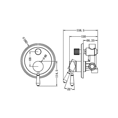 Nero York Shower Mixer With Divertor With Metal Lever Matte Black - Sydney Home Centre