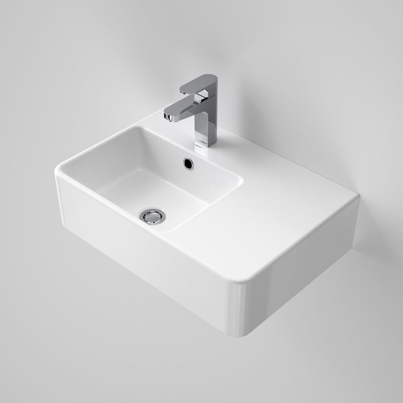 Caroma Cube Extension Wall Basin Left Hand Shelf No Tap Hole White - Sydney Home Centre