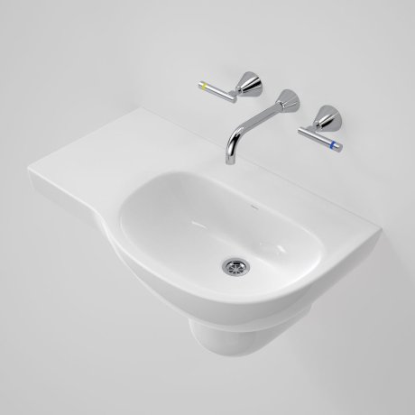 Caroma Care 700 Wall Basin with Left Hand Shelf 1 Tap Hole White with GermGard® - Sydney Home Centre