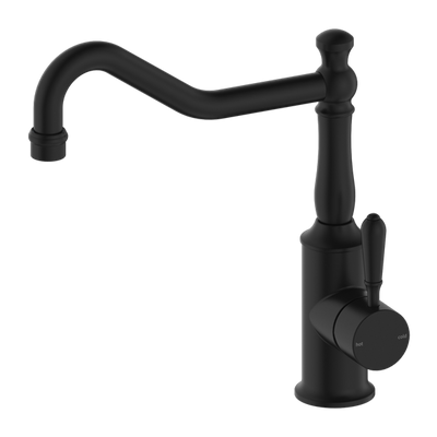 Nero York Kitchen Mixer Hook Spout With Metal Lever Matte Black - Sydney Home Centre