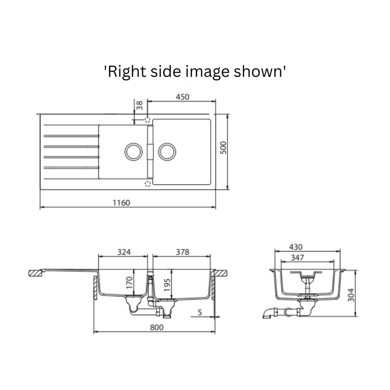 Schock Signus 1& 3/4 Left Hand Bowl Sink 1TH Magma