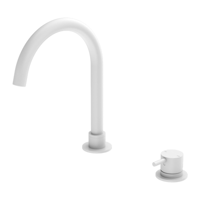 Nero Mecca Hob Basin Mixer Round Spout Matte White - Sydney Home Centre