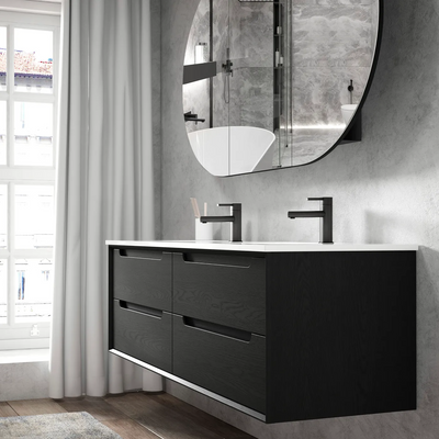 Otti Byron 1200mm Wall Hung Vanity Black Oak (Cabinet Only) - Sydney Home Centre