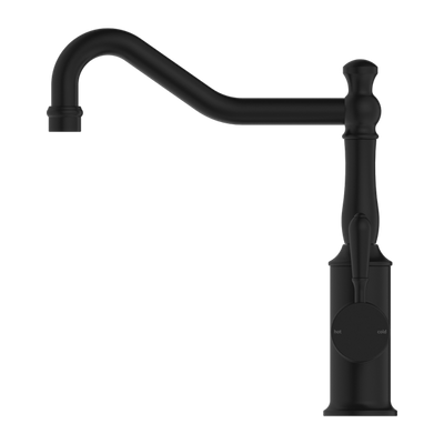 Nero York Kitchen Mixer Hook Spout With Metal Lever Matte Black - Sydney Home Centre