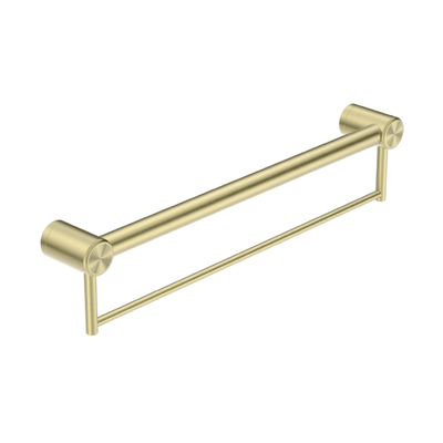 Nero Mecca Care 32mm Grab Rail With Towel Holder 600mm Brushed Gold - Sydney Home Centre