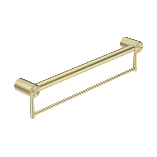 Nero Mecca Care 32mm Grab Rail With Towel Holder 600mm Brushed Gold - Sydney Home Centre