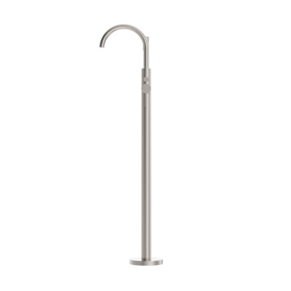 Nero Round Floormount Mixer With Handshower Brushed Nickel - Sydney Home Centre