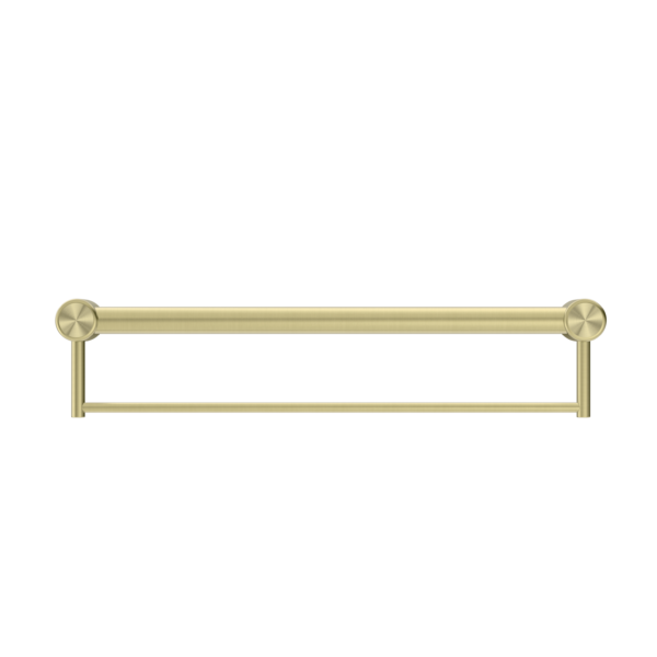 Nero Mecca Care 32mm Grab Rail With Towel Holder 600mm Brushed Gold - Sydney Home Centre