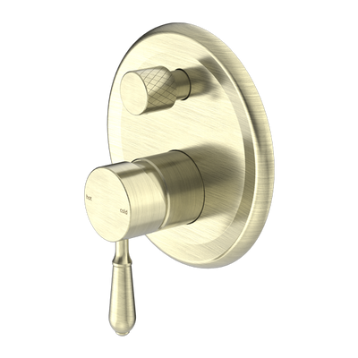 Nero York Shower Mixer With Divertor With Metal Lever Aged Brass - Sydney Home Centre