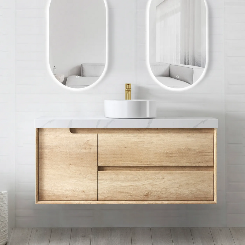 Otti Byron 1200mm Wall Hung Vanity Natural Oak (Cabinet Only) - Sydney Home Centre