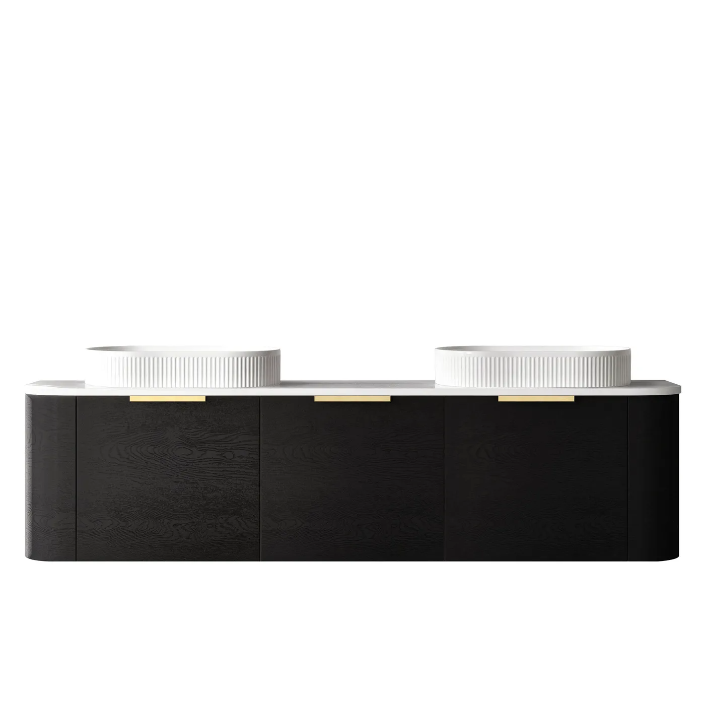 Otti Bondi 1800mm Curve Vanity Black Oak (Cabinet Only) - Sydney Home Centre