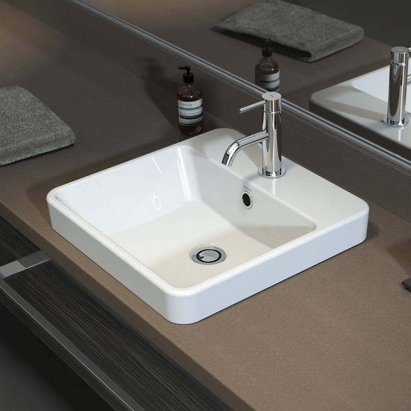 Caroma Carboni Seamless Inset Vanity White Basin 1 Tap Hole With Overflow - Sydney Home Centre