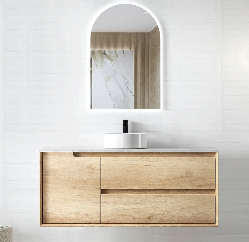 Otti Byron 1200mm Wall Hung Vanity Natural Oak (Cabinet Only) - Sydney Home Centre