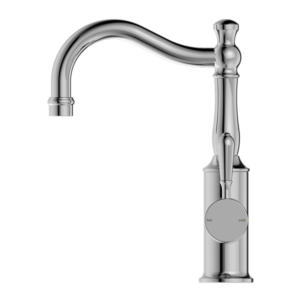 Nero York Basin Mixer Hook Spout With Metal Lever Chrome