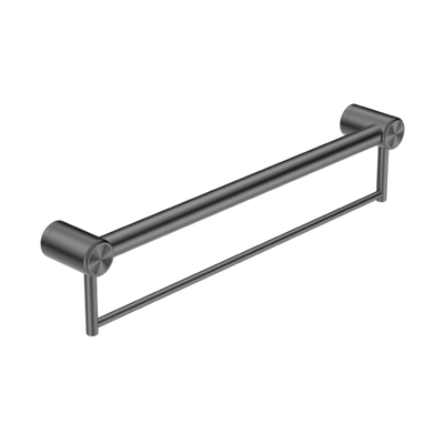 Nero Mecca Care 32mm Grab Rail With Towel Holder 600mm Gun Metal - Sydney Home Centre