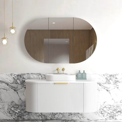 Otti Bondi 1200mm Curve Vanity White Fluted (Cabinet Only) - Sydney Home Centre