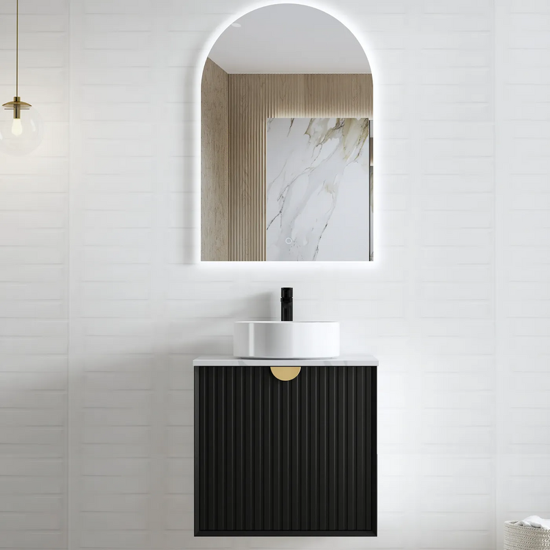 Otti Marlo 600mm Wall Hung Vanity Black Satin (Cabinet Only) - Sydney Home Centre