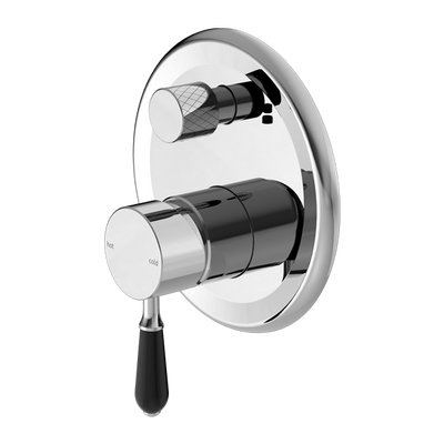 Nero York Shower Mixer With Divertor With Black Porcelain Lever Chrome - Sydney Home Centre