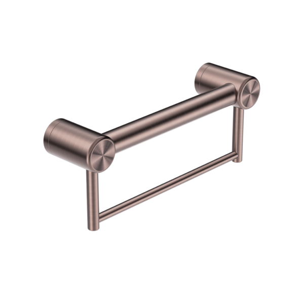 Nero Mecca Care 32mm Grab Rail With Towel Holder 300mm Brushed Bronze - Sydney Home Centre