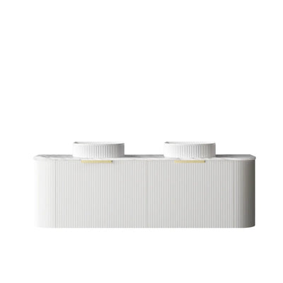 Otti Bondi 1500mm Curve Vanity White Fluted (Natural Marble Top Natural Carrara Marble) - Sydney Home Centre