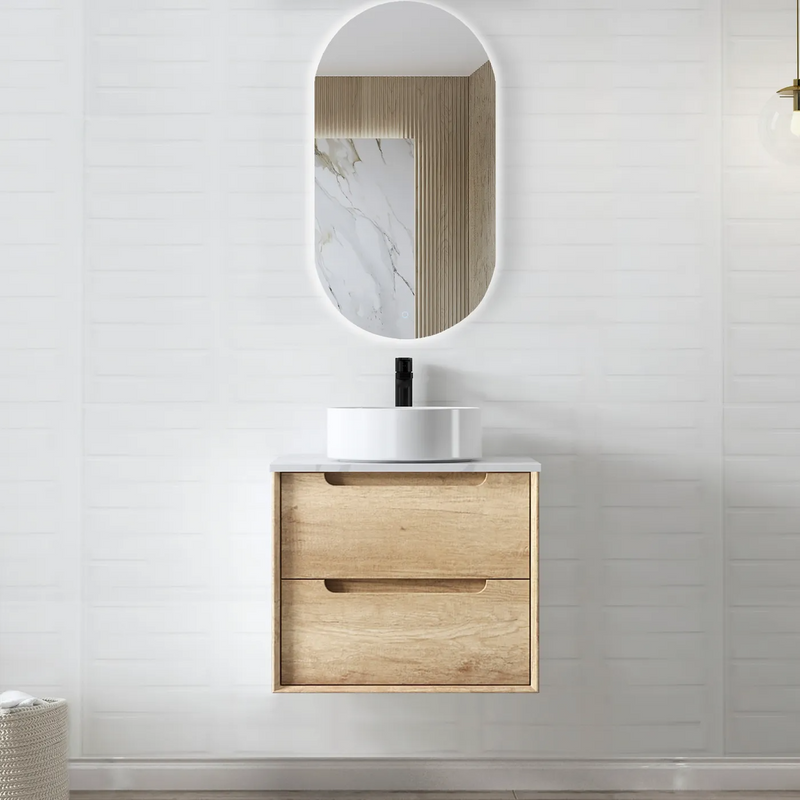 Otti Byron 600mm Wall Hung Vanity Natural Oak (Cabinet Only) - Sydney Home Centre