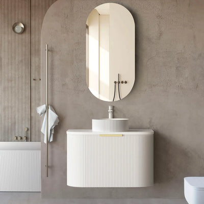 Otti Bondi 750mm Curve Vanity White Fluted (Cabinet Only) - Sydney Home Centre