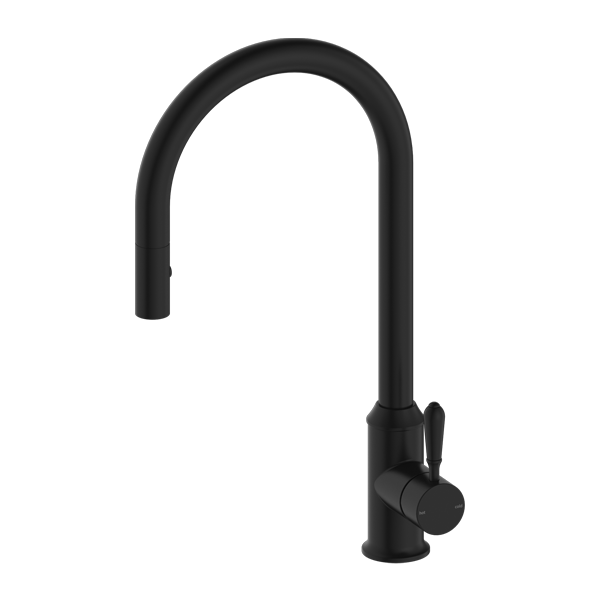 Nero York Pull Out Sink Mixer With Vegie Spray Function With Metal Lever Matte Black