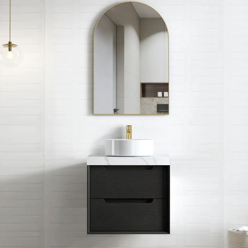 Otti Byron 600mm Wall Hung Vanity Black Oak (Cabinet Only) - Sydney Home Centre