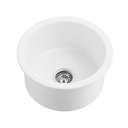 Ceto Camden Fireclay Round 470mm Top/undermount Sink Gloss White - Sydney Home Centre