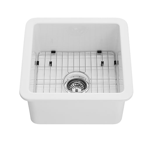 Ceto Camden Fireclay Square 457mm Top/undermount Sink Gloss White - Sydney Home Centre