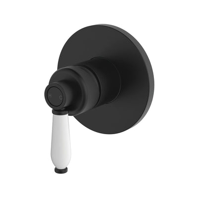 Fienza Eleanor Wall Mixer Matte Black White Handle