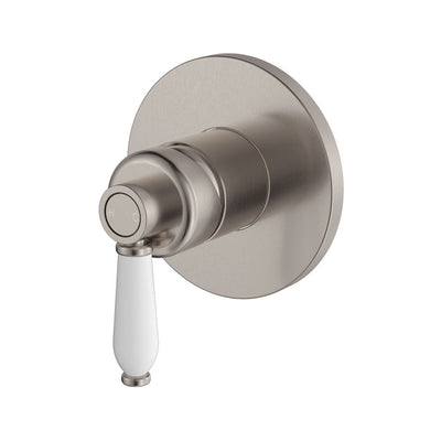 Fienza Eleanor Wall Mixer Brushed Nickel White Handle