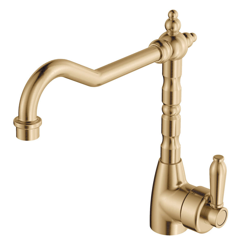 Fienza Eleanor Shepherds Crook Kitchen Sink Mixer Urban Brass