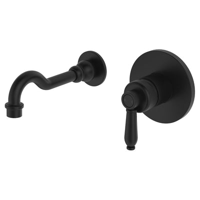 Fienza Eleanor Wall Mixer Basin/Bath Set 215mm Outlet Matte Black Handle