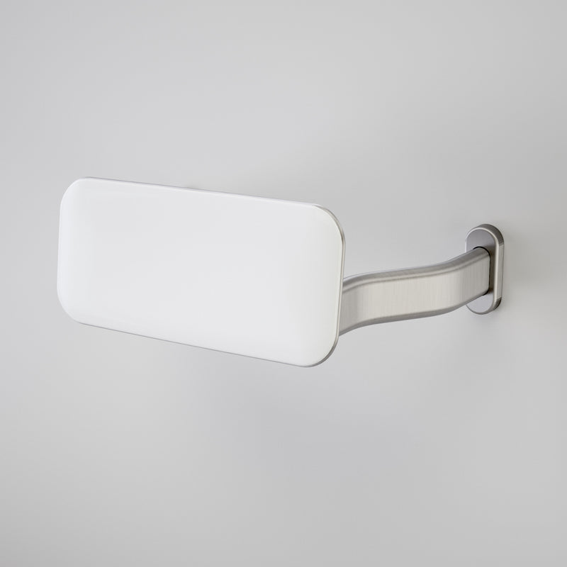 Caroma Backrest Curved Arm Stainless steel And White with GermGard® - Sydney Home Centre