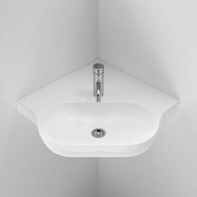 Caroma Opal Sole Corner White Wall Basin 1 Tap Hole - Sydney Home Centre