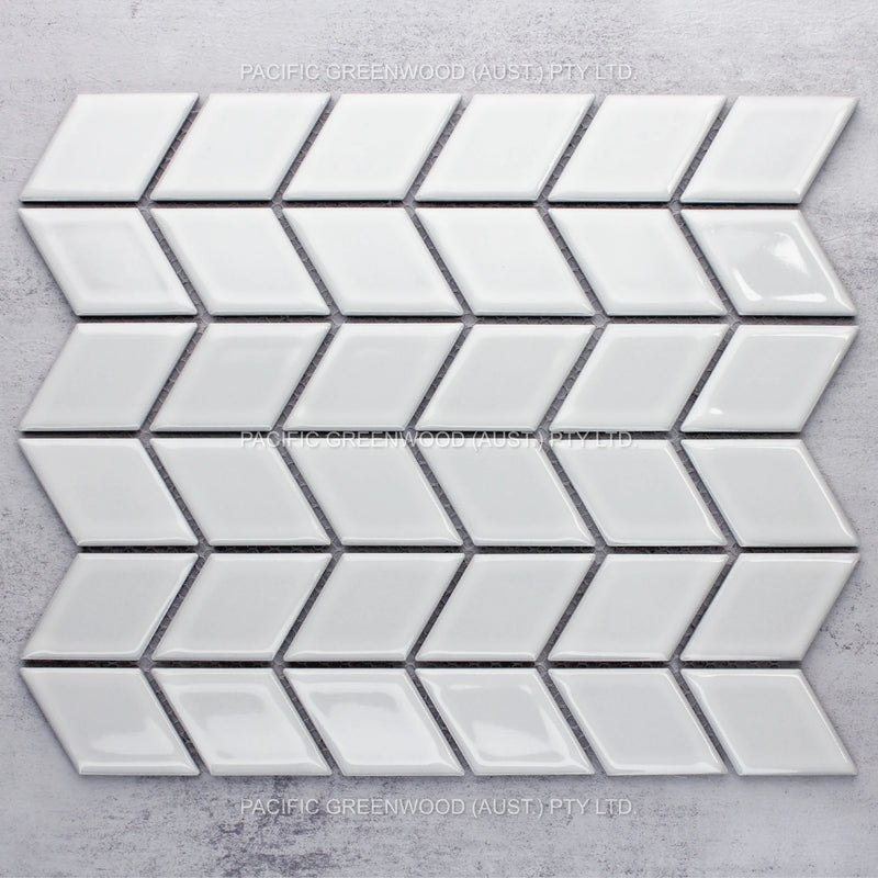 White Gloss 48x48mm Rhombus - Sydney Home Centre