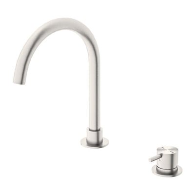 Nero Mecca Hob Basin Mixer Round Spout Brushed Nickel - Sydney Home Centre