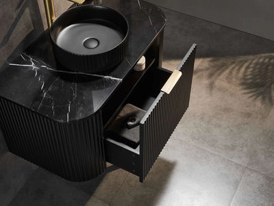 Ceto Avalon 900mm Wall Hung Vanity Matte Black (Quartz Stone Top) - Sydney Home Centre