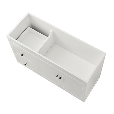 Ceto Harrington 1200mm Left Hand Drawer Freestanding Vanity Matte White (Marble Stone Top) - Sydney Home Centre