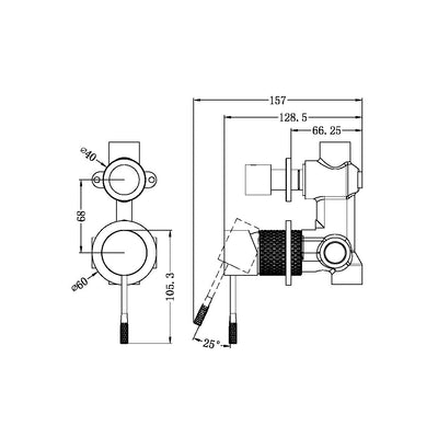 Nero Opal Shower Mixer With Divertor Separate Plate Graphite - Sydney Home Centre