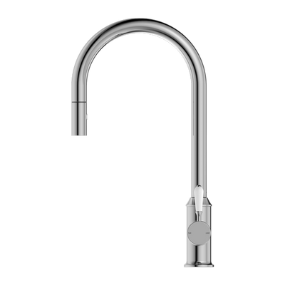 Nero York Pull Out Sink Mixer With Vegie Spray Function With White Porcelain Lever Chrome - Sydney Home Centre