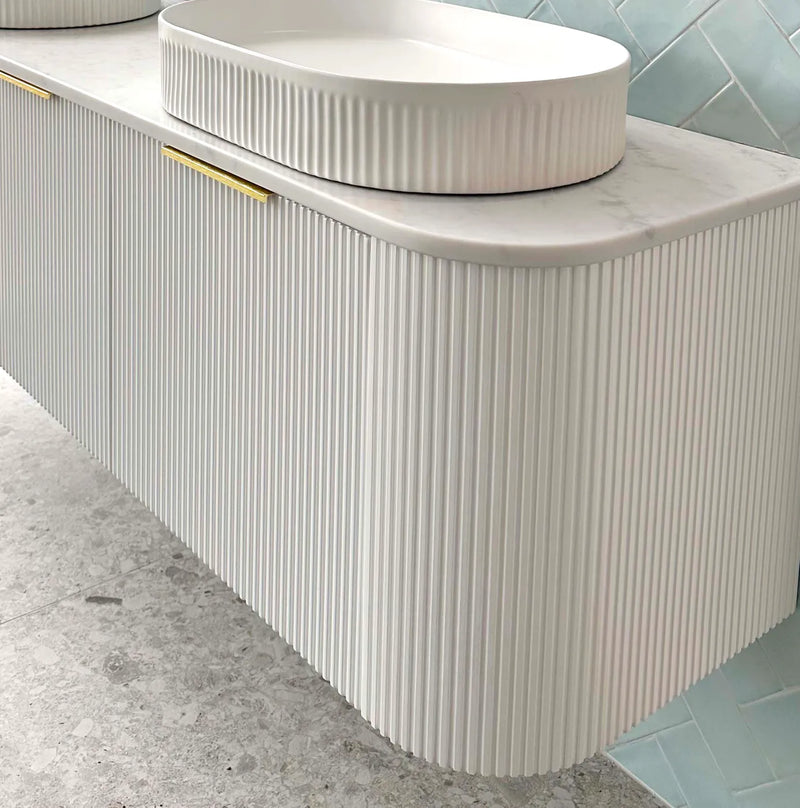 Otti Bondi 1500mm Curve Vanity White Fluted (Cabinet Only) - Sydney Home Centre