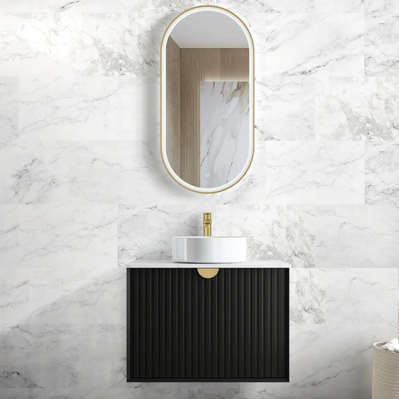 Otti Marlo 750mm Wall Hung Vanity Black Satin (Cabinet Only) - Sydney Home Centre
