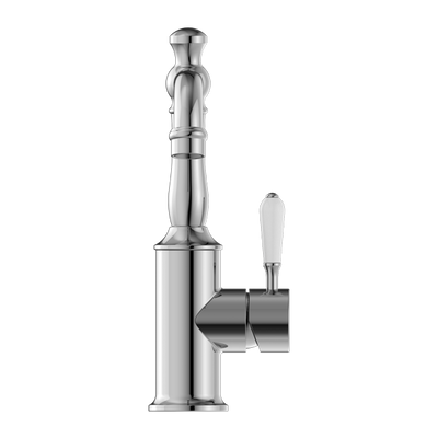 Nero York Basin Mixer With White Porcelain Lever Chrome - Sydney Home Centre