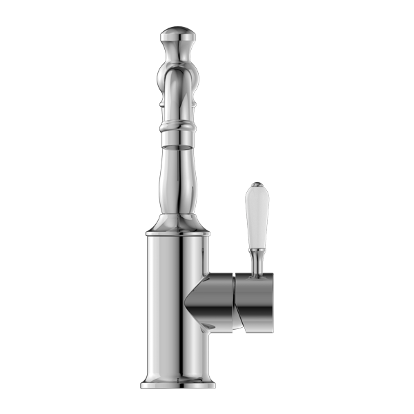 Nero York Basin Mixer With White Porcelain Lever Chrome - Sydney Home Centre