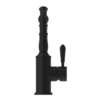 Nero York Basin Mixer Hook Spout With Metal Lever Matte Black - Sydney Home Centre