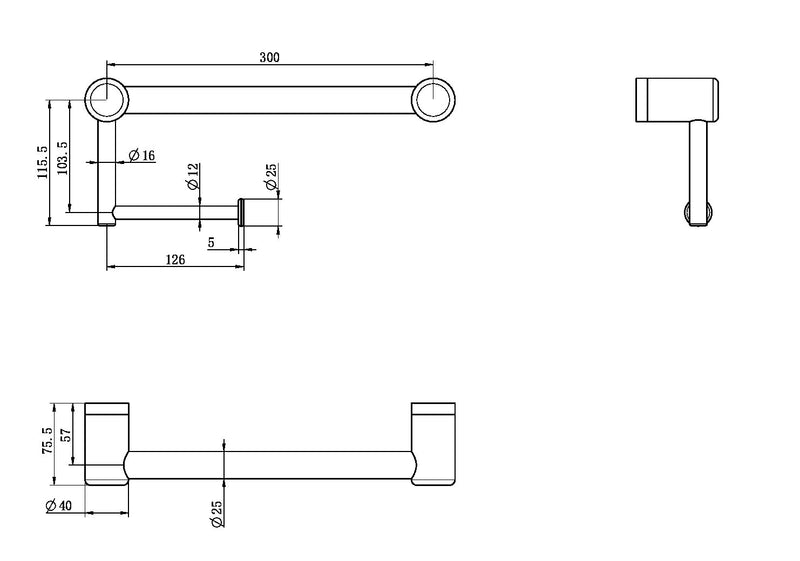 Nero Mecca Care 25mm Toilet Roll Rail 300mm Brushed Nickel - Sydney Home Centre