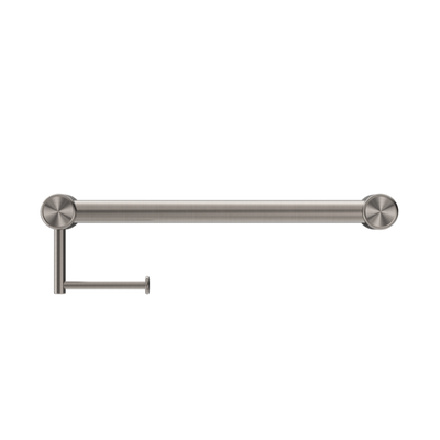 Nero Mecca Care 32mm Grab Rail With Toilet Roll Holder 450mm Brushed Nickel - Sydney Home Centre