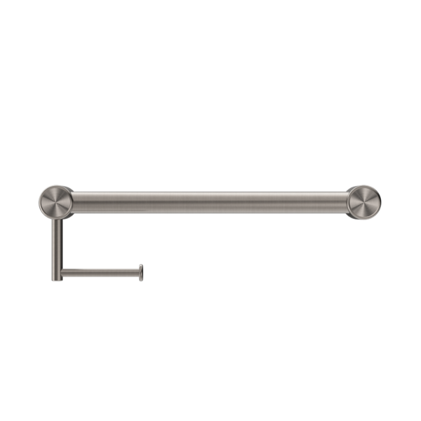 Nero Mecca Care 32mm Grab Rail With Toilet Roll Holder 450mm Brushed Nickel - Sydney Home Centre